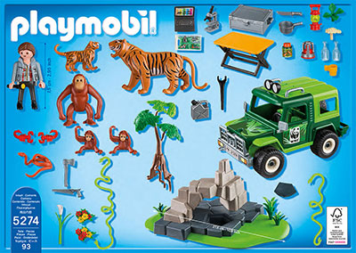 PLAYMOBIL® WWF Geländewagen bei Tigern und Orang-Utans (5274) Packungsrückseite
