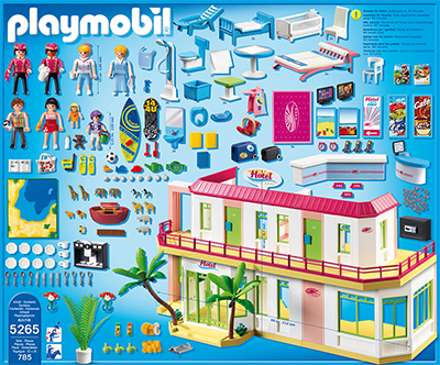PLAYMOBIL® Großes Ferienhotel mit Einrichtung (5265) Packungsrückseite