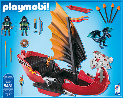 PLAYMOBIL® Drachen-Kampfschiff (5481) Packungsrückseite